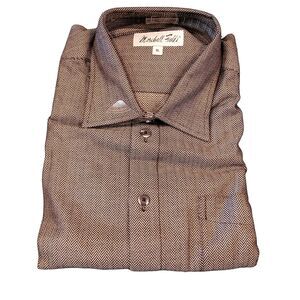 Men Marshall Fields Hyde Park Black White Chevron Design LS Button Up XL Vintage